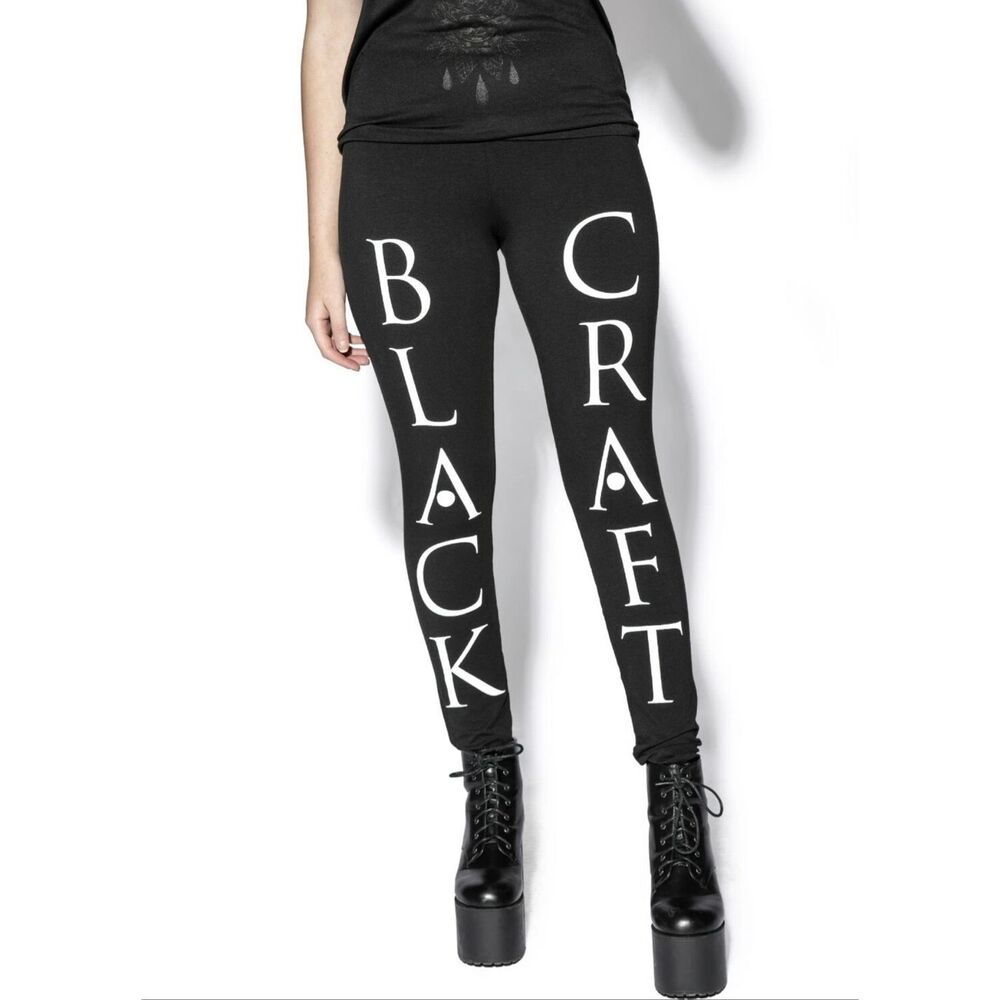 Blackcraft Cult Logo Leggings Black Goth Size XSmall Nwt
